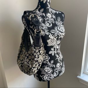 Coach Signature C Black & White Hobo Purse